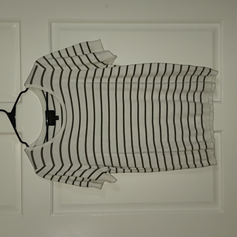 Olive and white striped sweater